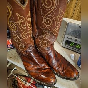 Men's Justin Chocolate Eel Hide Western Boots Estate item
